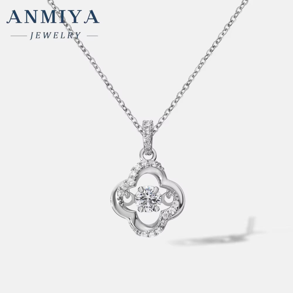 925 Sterling Silver 18K Gold Plated Cubic Zirconia CZ Pearl Four-Leaf Clover Hollow Out Necklace for Women Fashion Jewelry