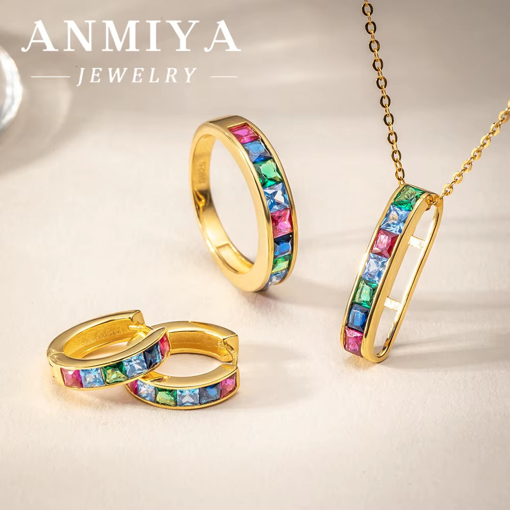 Modern Silver Jewelry Geometric Design Set Necklace,Earring,Ring for Office Wear Silver 925 Set