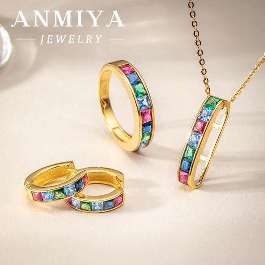 Modern Silver Jewelry Geometric Design Set Necklace,Earring,Ring for Office Wear Silver 925 Set