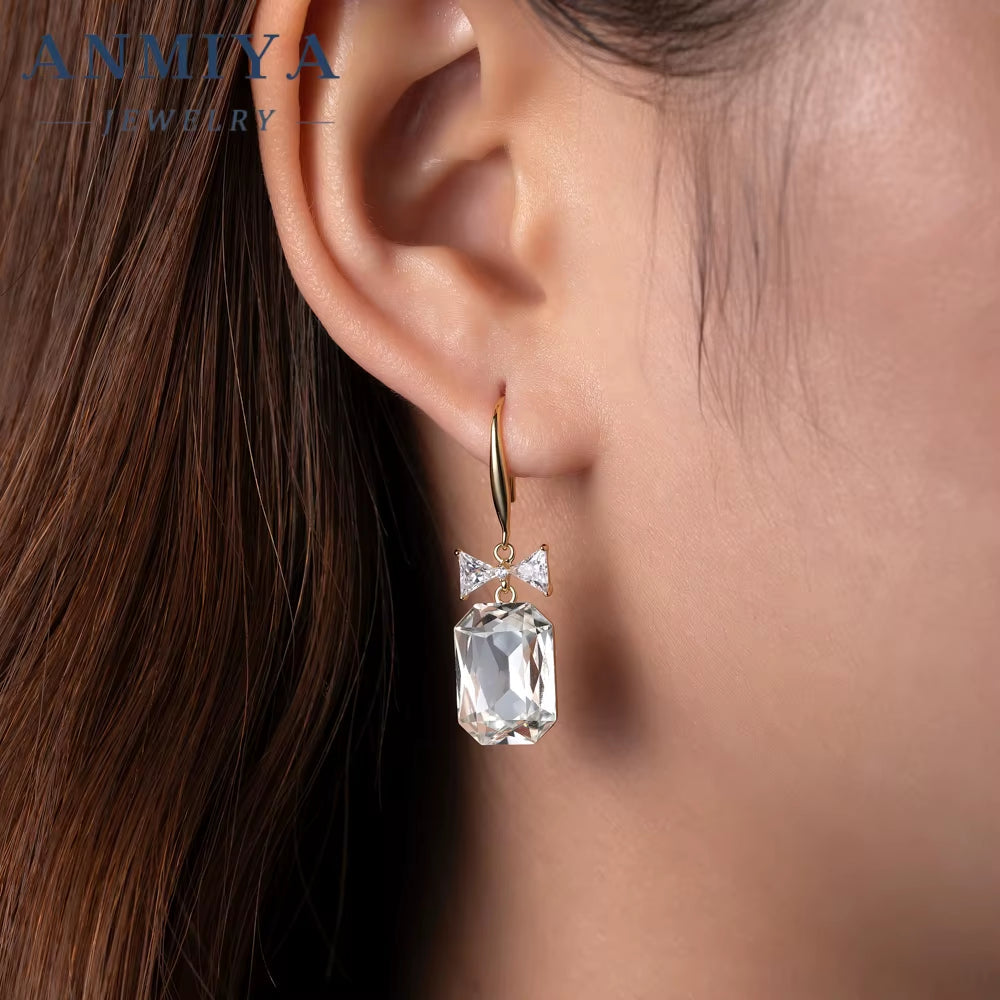 Ultra Sparkling Zircon Ear Hook Temperament Light Bow Luxury Earrings Creative Design 925 Sterling Silver Formal Earrings