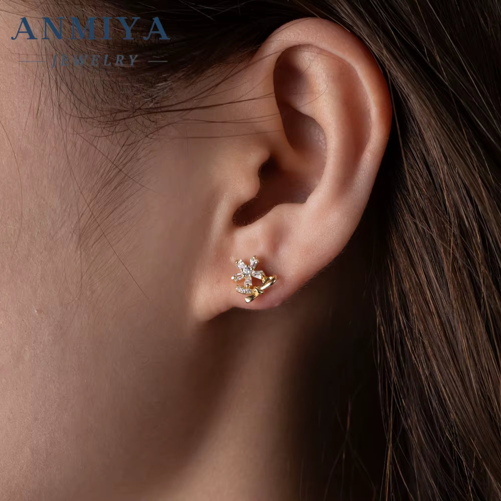 Minimalist Jewelry Bow Stud Earrings 18K Gold Plated Jewelry Waterproof S925 Sterling Silver Stud Earring
