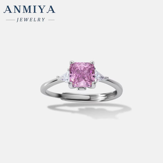 Manufacturer Luxury Beautiful Chunky Zircon 925 Silver Green Pink Blue Colorful Zircon Ring Set for Gift