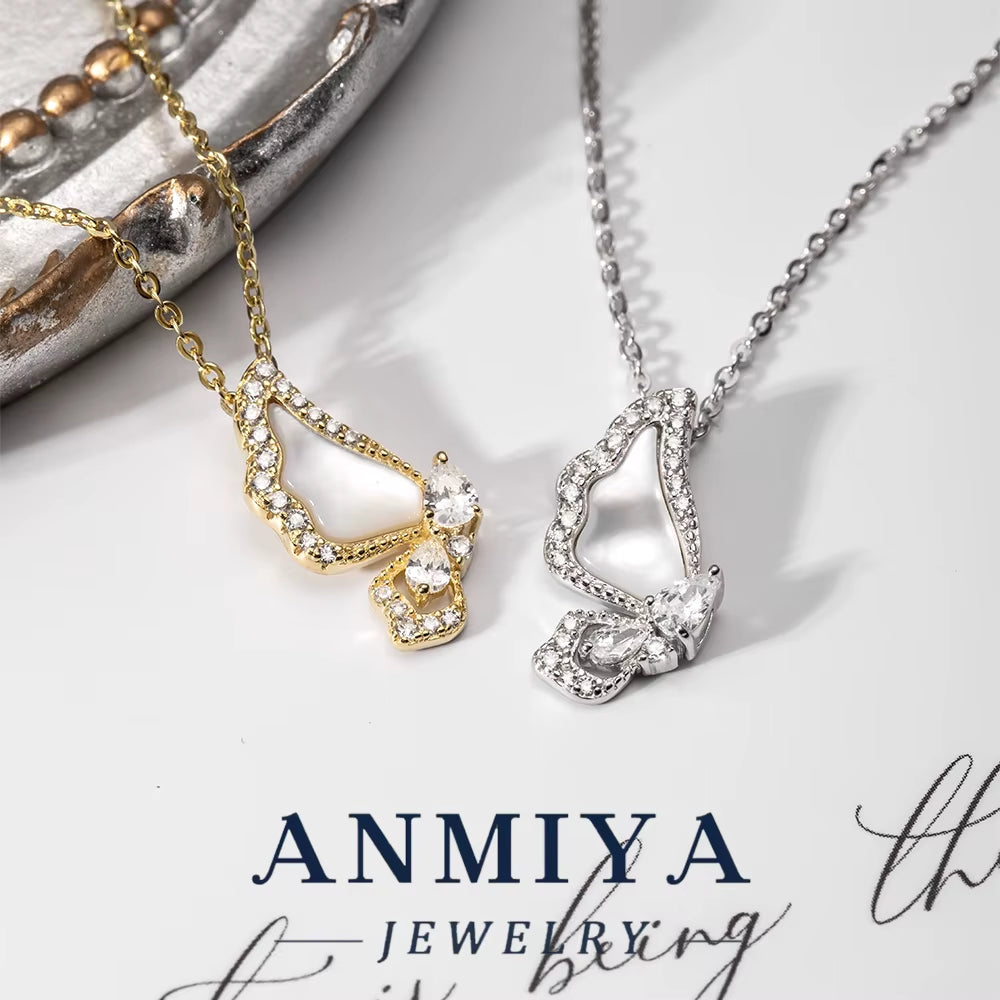 925 Sterling Silver Gold-Plated Butterfly with Cubic Zirconia Elegant and Minimalist Design Perfect Necklace for Daily Wear