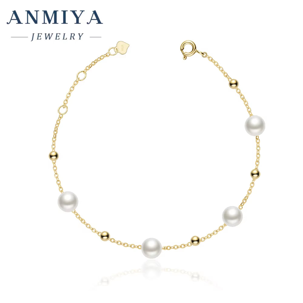 Wholesale Fresh Water Pearls 18K Gold 925 Silver Link Chain Bracelets Hand Chain