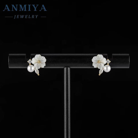 Factory Price 925 Silver Flower Gold Pearl Diamond Zircon Butterfly Pendant Earrings Waterproof Jewelry for Women