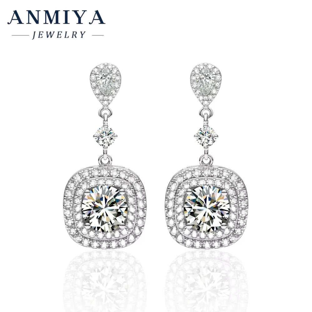 Moissanite 925 Silver Jewelry Set - Matching Earrings and Necklace, Sterling Silver 925 Jewelry with Sparkling Moissanite