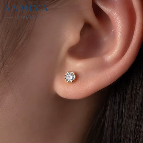 Fine Jewelry Hot Fashion 925 Sterling Silver round White Zircon Pendant Necklace Earrings Set for Women Girls