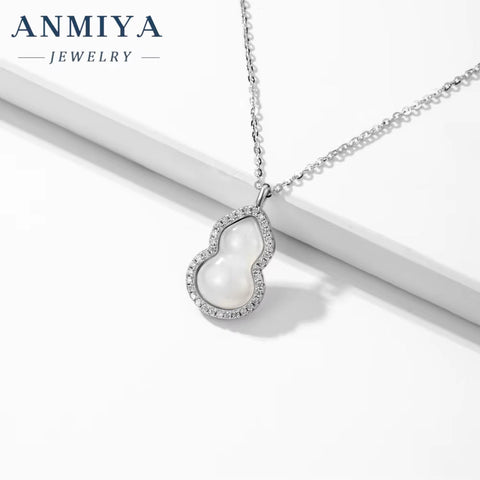 S925 Sterling Silver Gourd Pendant Necklace New Light Luxury Collarbone Chain Necklace,Lucky Calabash Shining Women Jewelry