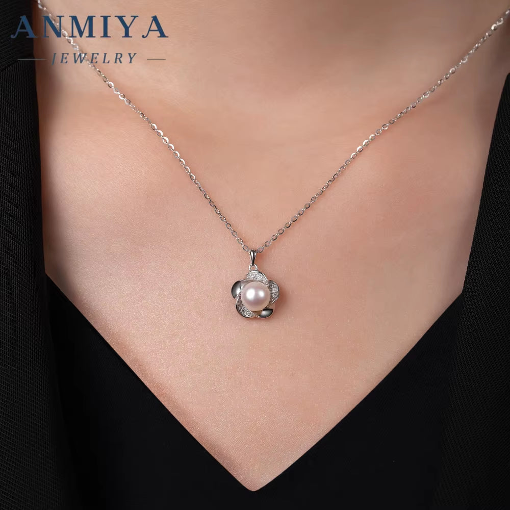 Fine Pearl Jewellery S925 Sterling Silver Vintage Fashion Fresh Water Pearls Flower Necklace Set for Woman