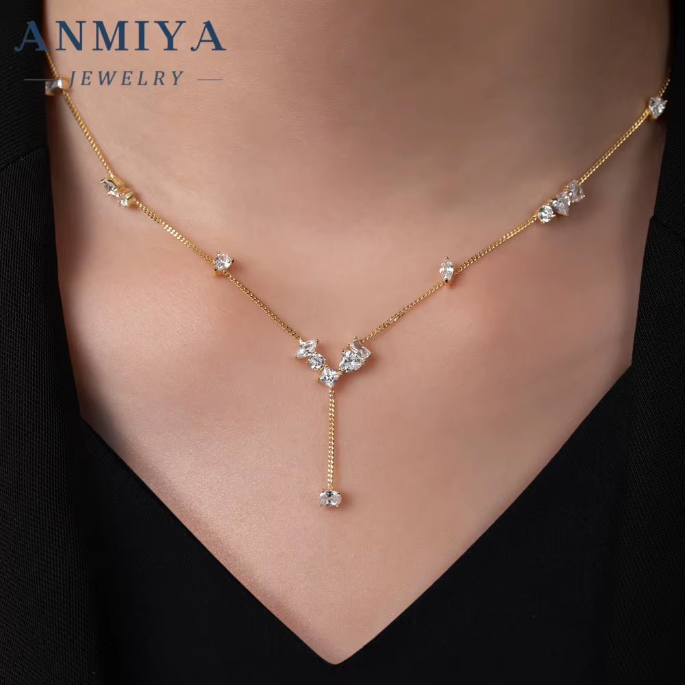 Zircon Pendent Silver Designer Minimalist Necklace 925 Sterling Silver Fashion Jewelry Necklaces for Women