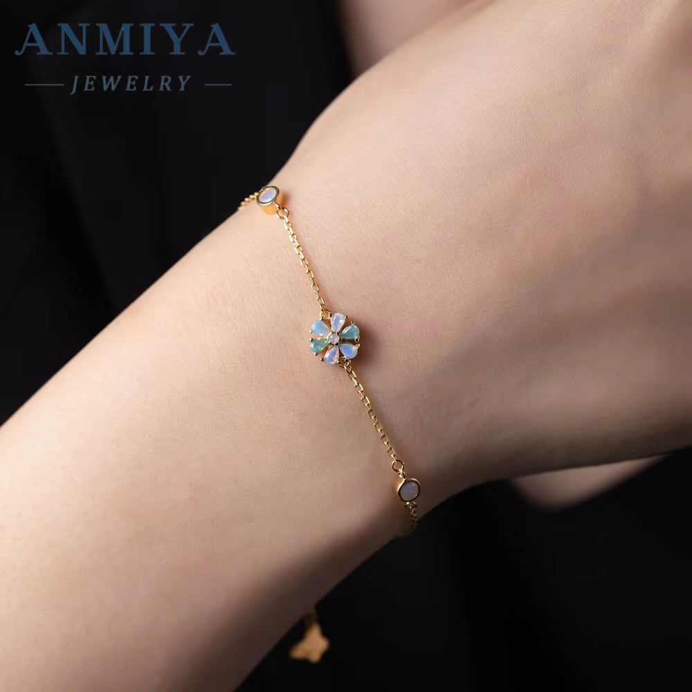 Fashion Jewelry 18K Gold Plated Tennis Flower Shape Bracelet Gift Princess Small Zircon for Women