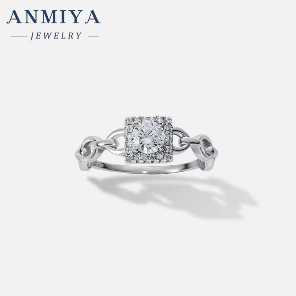ANMIYA Wholesale 925 Silver Zircon Engagement Eternity Rings Women 925 Silver Diamond Radiant Oval Cut Ring