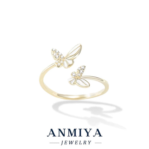 Wholesale Butterfly 925 Silver Open Cuff Ring Elegant Adjustable Women'S Fashion Jewelry Available for Daily Wear