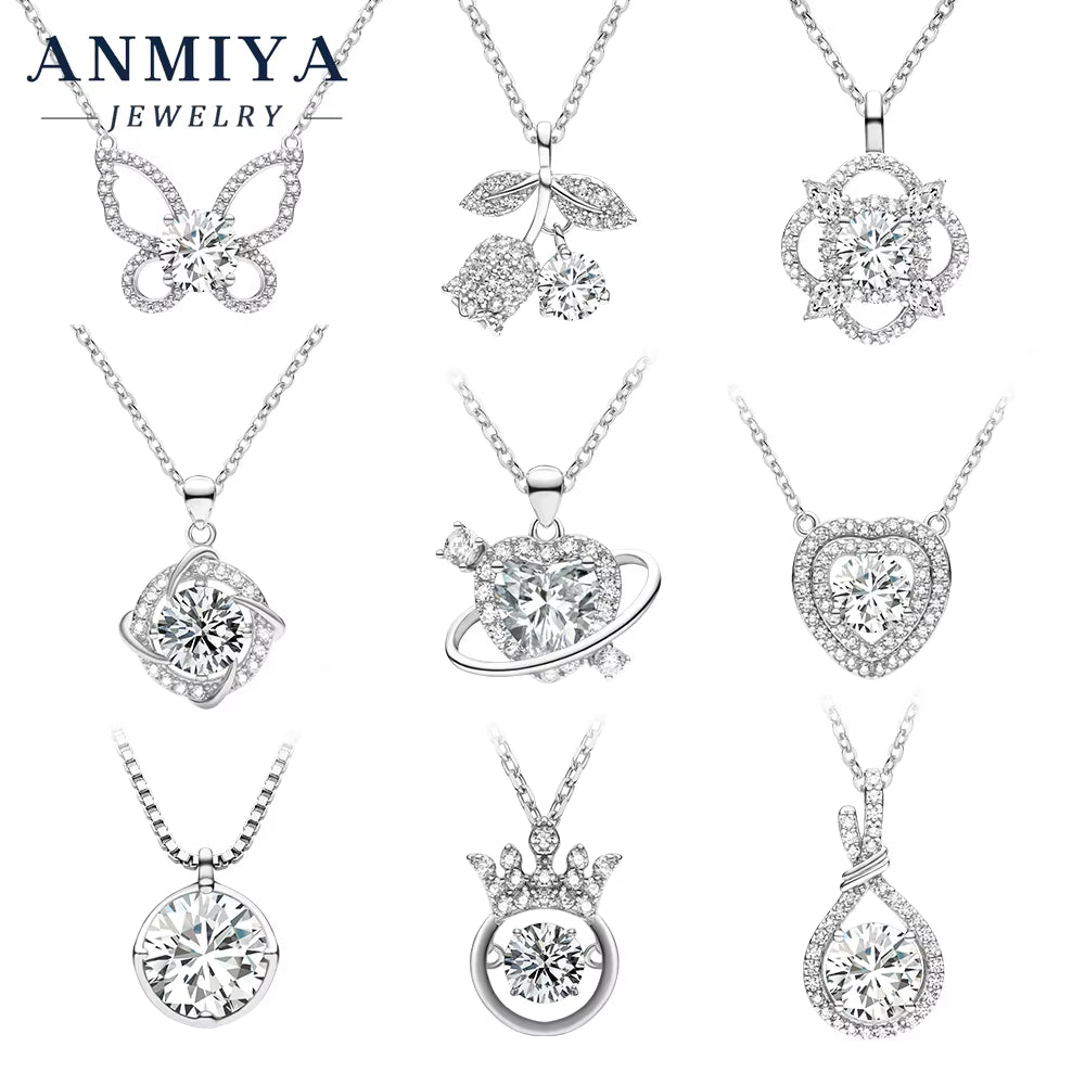 Certified Moissanite 925 Silver Jewelry Set - Genuine Necklace, Authentic Sterling Silver 925 Jewelry Gift