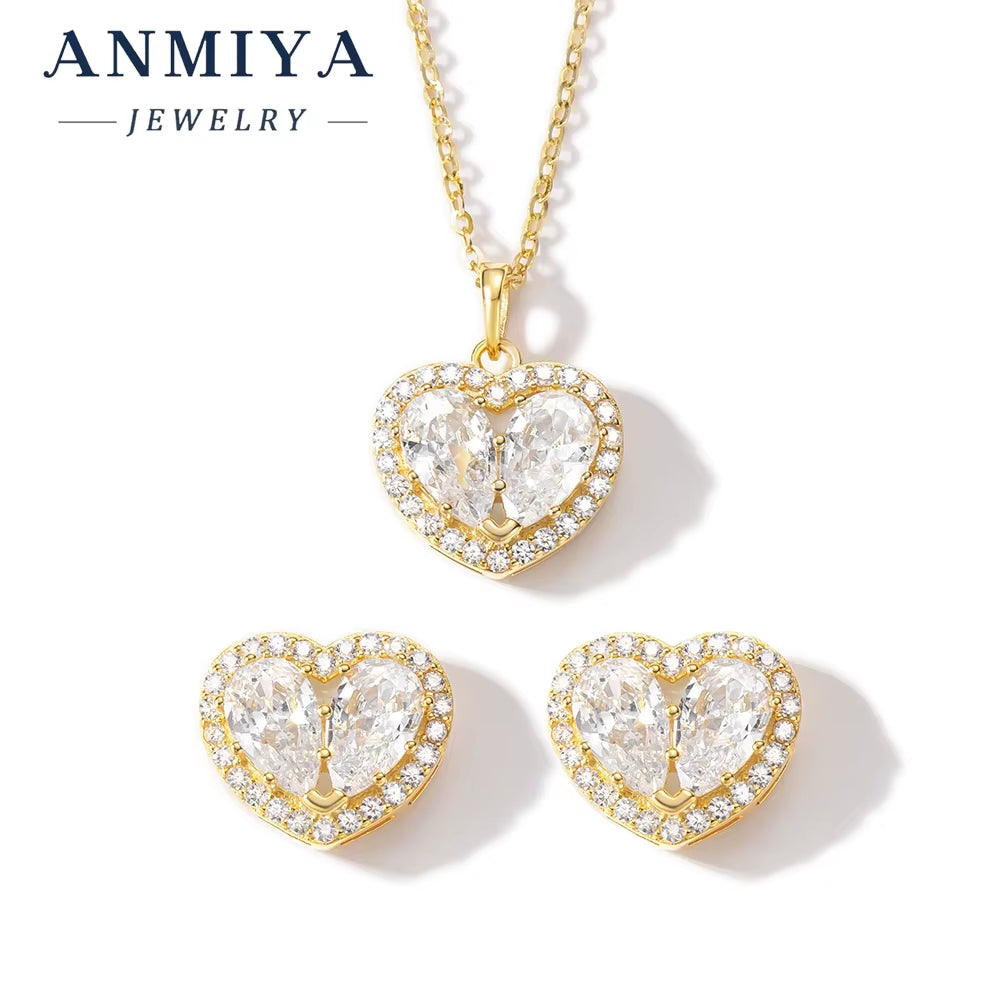 Classic 925 Sterling Silver 18K Gold Plated Women'S Jewelry Set 8Mm Cubic Zirconia Diamond Stud Earrings Party Anniversary