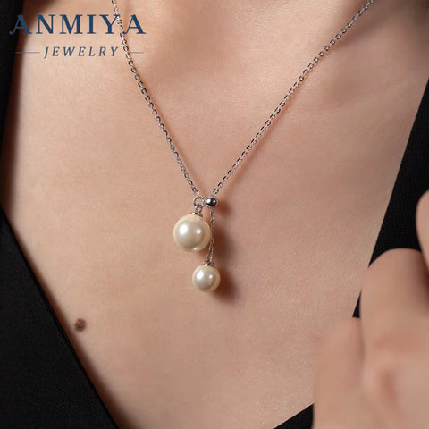 Luxury Natural Freshwater Pearl Necklace for Women'S 925 Sterling Silver Baroque Pearl Pendant Necklace