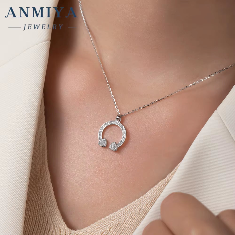 High Quality Dubai Classic 925 Silver 18K Gold Crescent Moon Pendant Necklace