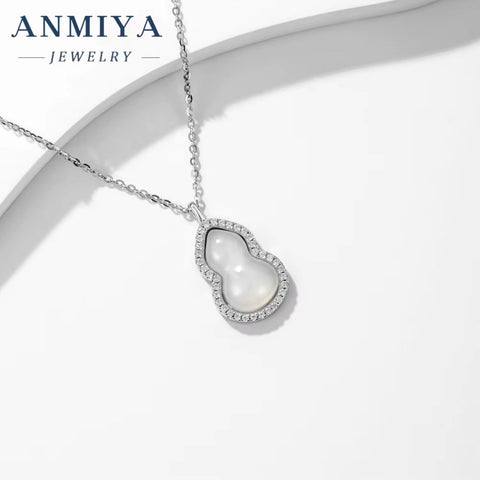 S925 Sterling Silver Gourd Pendant Necklace New Light Luxury Collarbone Chain Necklace,Lucky Calabash Shining Women Jewelry