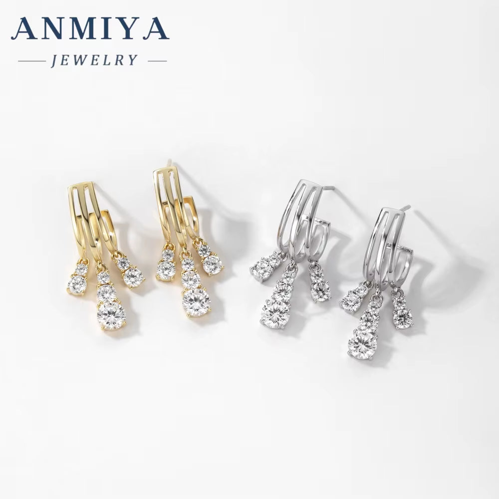 Temperament Jewelry Tassel Full of Diamond Zircon 925 Silver Long Tassel Earrings