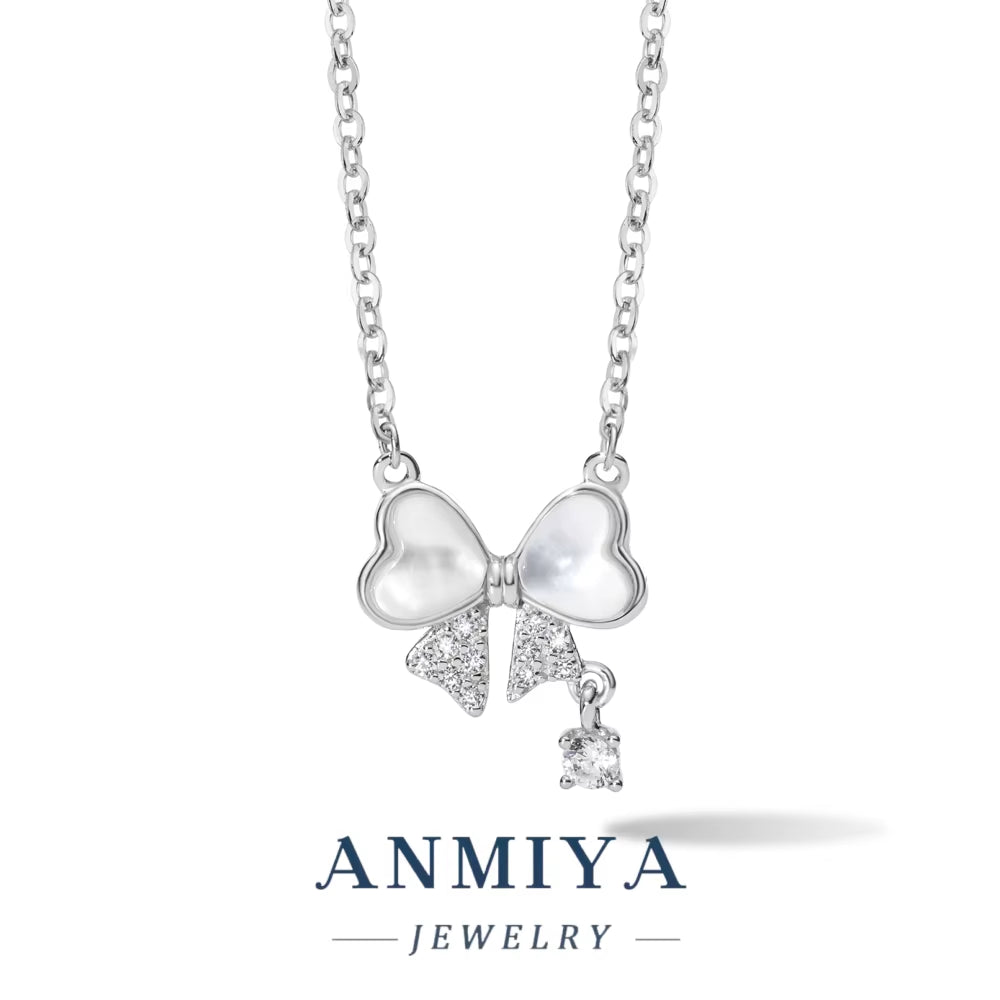 Fine Jewelry 925 Sterling Silver Women Butterfly Pendant Shell Necklace for Gift