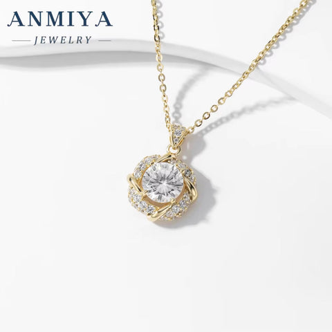 18K Gold Plated Cz Circle Necklace Cubic Zirconia Diamond round Pendant Jewelry Necklace for Women