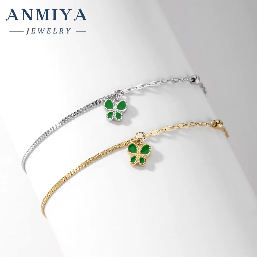 The New S925 Sterling Silver Butterfly Bracelet for Women Green Butterfly Luxury Hand Jewelry