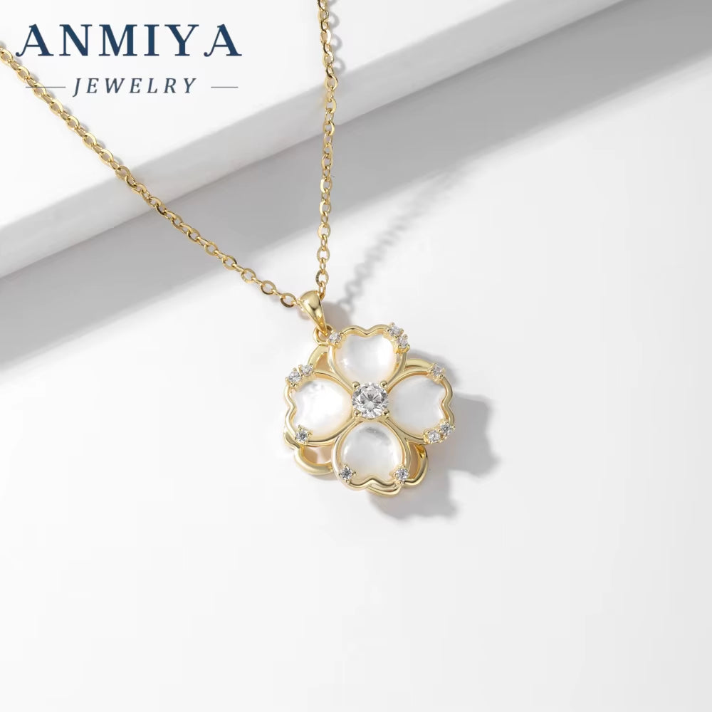 Wholesale Women Jewellery 925 Sterling Silver Four-Leaf Clover of Pearl Pendant S925 Necklace Jewelry for Bestfriend Jewelry