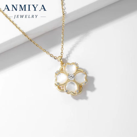 Wholesale Women Jewellery 925 Sterling Silver Four-Leaf Clover of Pearl Pendant S925 Necklace Jewelry for Bestfriend Jewelry
