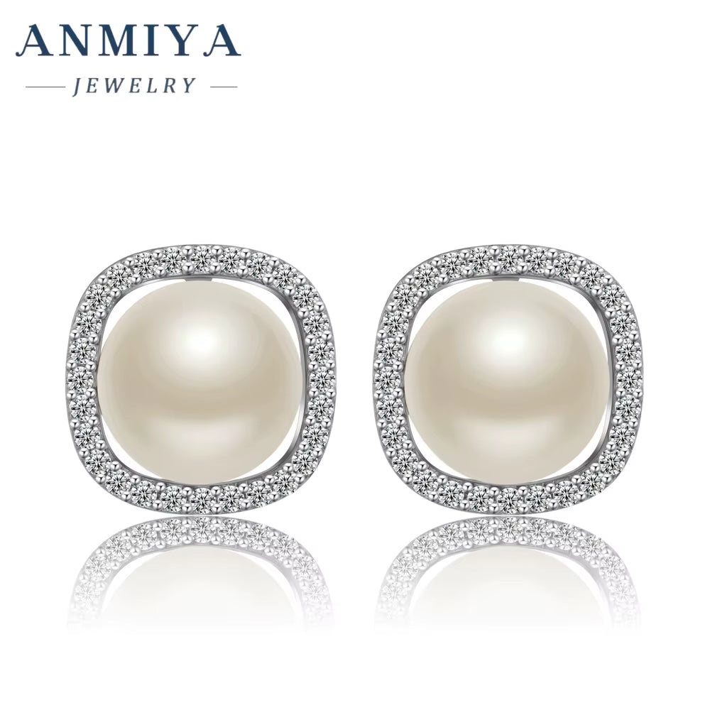 ANMIYA 925 Silver Baroque Pearl Earrings Fine Jewelry Fresh Water Pearls Earrings