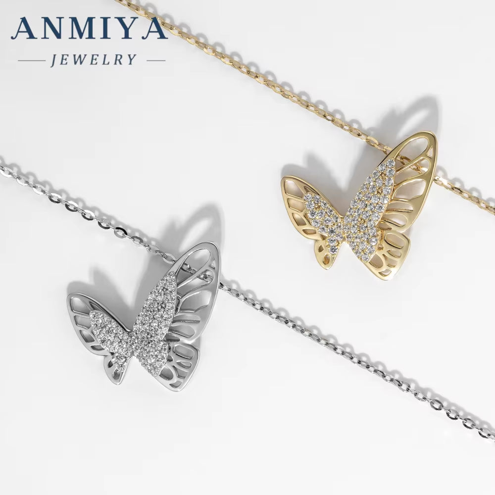 Hollowed Out Butterfly 18K Gold Plated Pendant Gold Butterfly Diamond Chain Ladies Gift Banquet Women Necklace