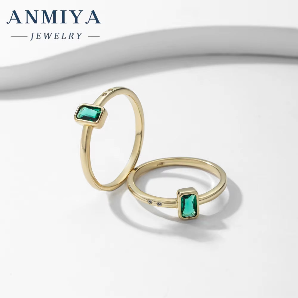 5A Cubic Zirconia Emerald Green Engagement CZ Custom Gold Wedding Emerald Ring 925 Sterling Silver for Women