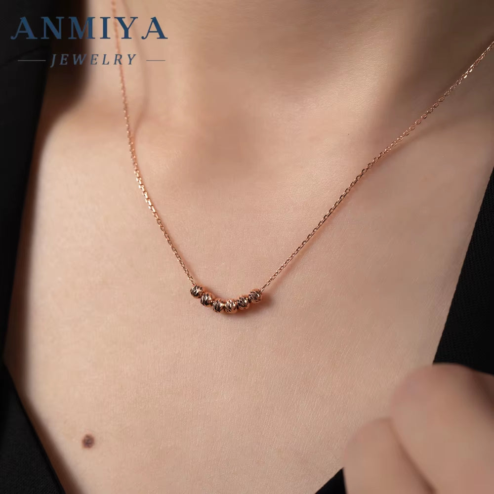 ANMIYA Rose Gold Plated 925 Silver Temperament Fine Jewelry Collarbone Bead Necklace for Women