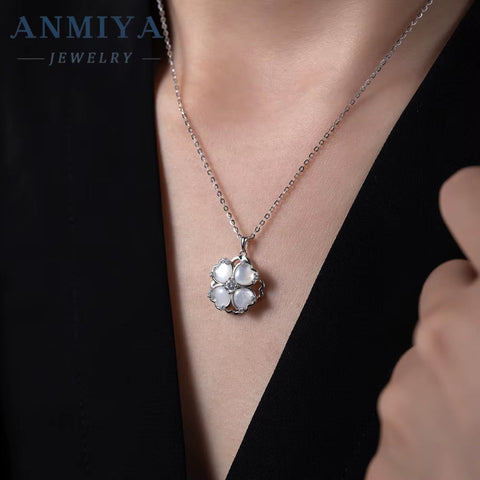 Wholesale Women Jewellery 925 Sterling Silver Four-Leaf Clover of Pearl Pendant S925 Necklace Jewelry for Bestfriend Jewelry