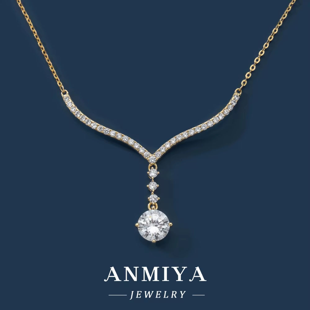 High Quality Zircon Chain S925 Sterling Silver Cubic Zirconia Trendy Necklace Elegant 18K Gold Plated Fine Jewelry