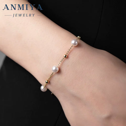 Wholesale Fresh Water Pearls 18K Gold 925 Silver Link Chain Bracelets Hand Chain