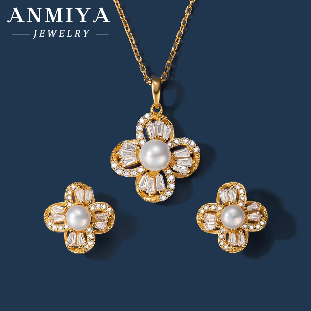 925 Sterling Silver Jewelry Set for Women, Elegant Silver 925 Set, Trendy Silver Jewelry Gift, Matching Necklace & Earrings