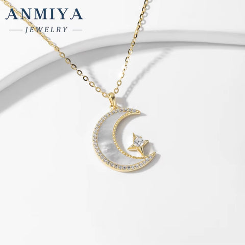 ANMIYA 18K Gold Classic Nature Fresh Water Pearls Beans Shape Sterling Silver Fashion Jewelry Girls 925 Necklaces