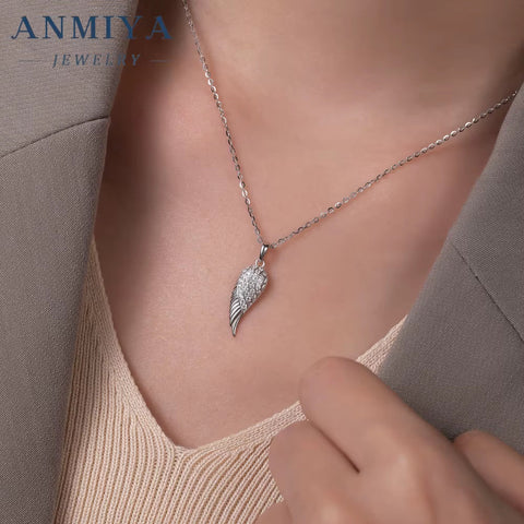 ANMIYA Custom High Class 925 Sterling Silver Pendant Necklace Gold Link AAA Cubic Zirconia Rhodium Plated Necklace
