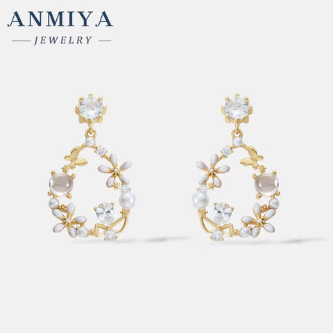 ANMIYA Fashionable Spring Summer Pop Garlands Earrings 18K Gold Plated 925 Earrings for Women