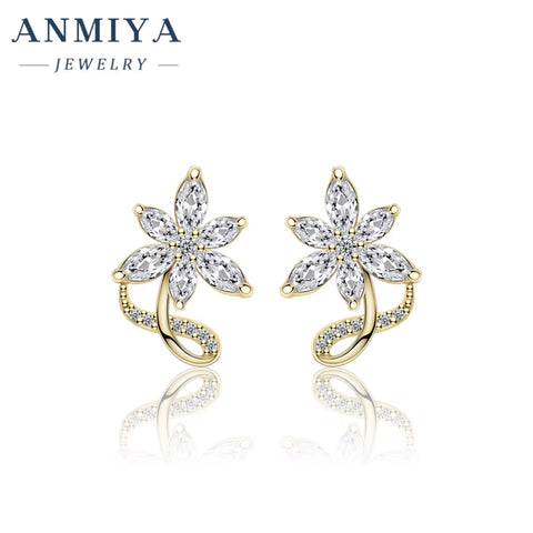 New Design Silver 925 Lab Diamond Ring Cubic Zirconia Flower Stud Earrings for Ladies