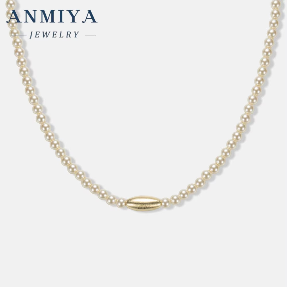 Fashion Freshwater Pearl Necklace High Quality with 18K Gold Plated Beaded Choker Natural Pearl Collar Daily Gift for Her