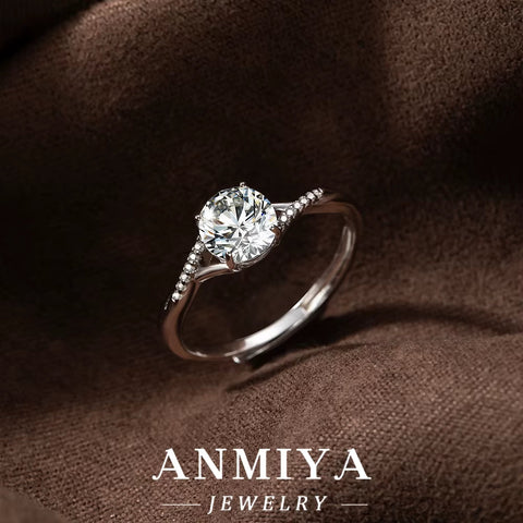 Mother'S Day Silver Jewelry - 925 Sterling Silver Moissanite Birthstone Ring with Custom Engraving Service