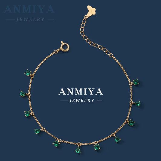 New Best Selling Water Resistant Pear Shape Green Zircon Bracelet 18K Gold-Plated 925 Silver Bracelet