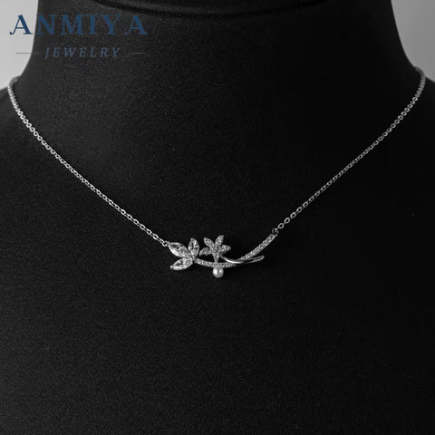 Fine Jewelry Necklaces Zircon Flower Necklace 925 Sterling Silver Sterling Necklace for Women