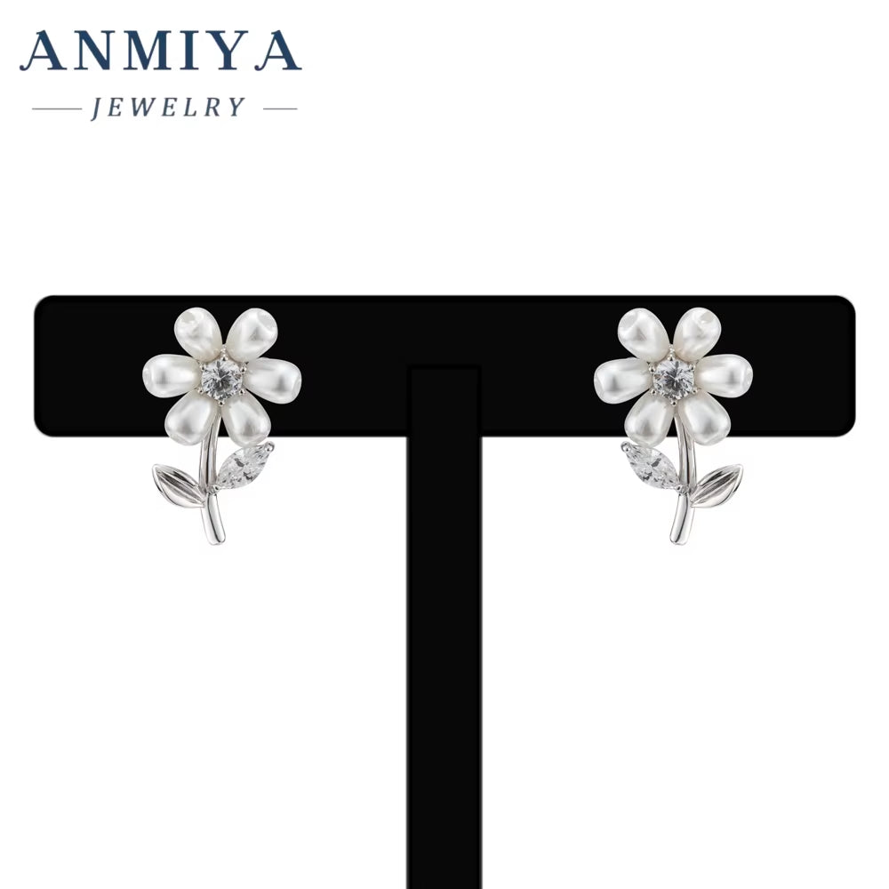 ANMIYA Korean INS Summer Sweet Earrings Women Fashion Jewelry Earrings Flower Stud Earrings for Gift