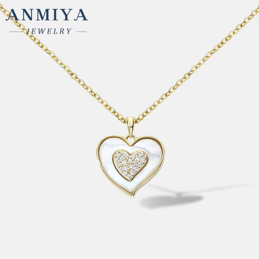 Custom Trendy Heart Shape Pendant 925 Silver Fine Jewelry 18K Gold Charm Necklace for Jewelry Making Couple