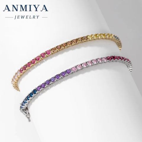 ANMIYA Fashion Zircon Bracelet Women Charm Rhinestone Bracelet Femme Jewelry for Couple Gifts