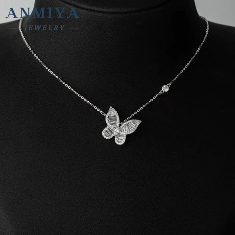 ANMIIYA Necklace 925 Sterling Silver Necklace Chain Charm Luxury Jewelry Butterfly Necklace