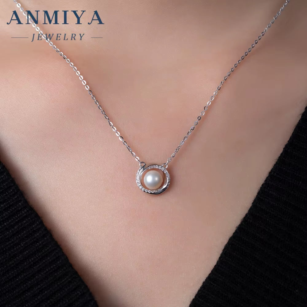 Hot Sale 925 Sterling Silver 5A White Zircon Pendant Necklace Pearl Fine Fashion Jewelry Set for Weddings