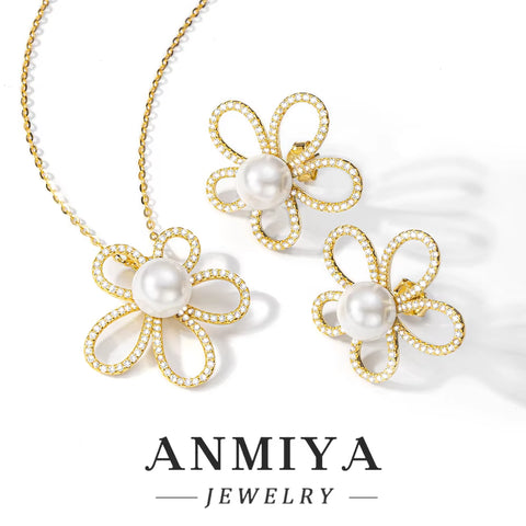 Trendy 925 Silver Jewelry Set, Modern Silver 925 Set for Women, Minimalist Sterling Silver Flower Jewelry,